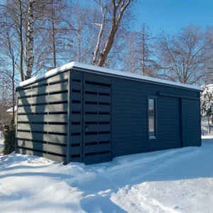 Vrtna hiška 5,5x3 m + nadstrešek 1,5x3 m - temni grafit mat
