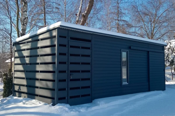 Vrtna hiška 5,5x3 m + nadstrešek 1,5x3 m - temni grafit mat