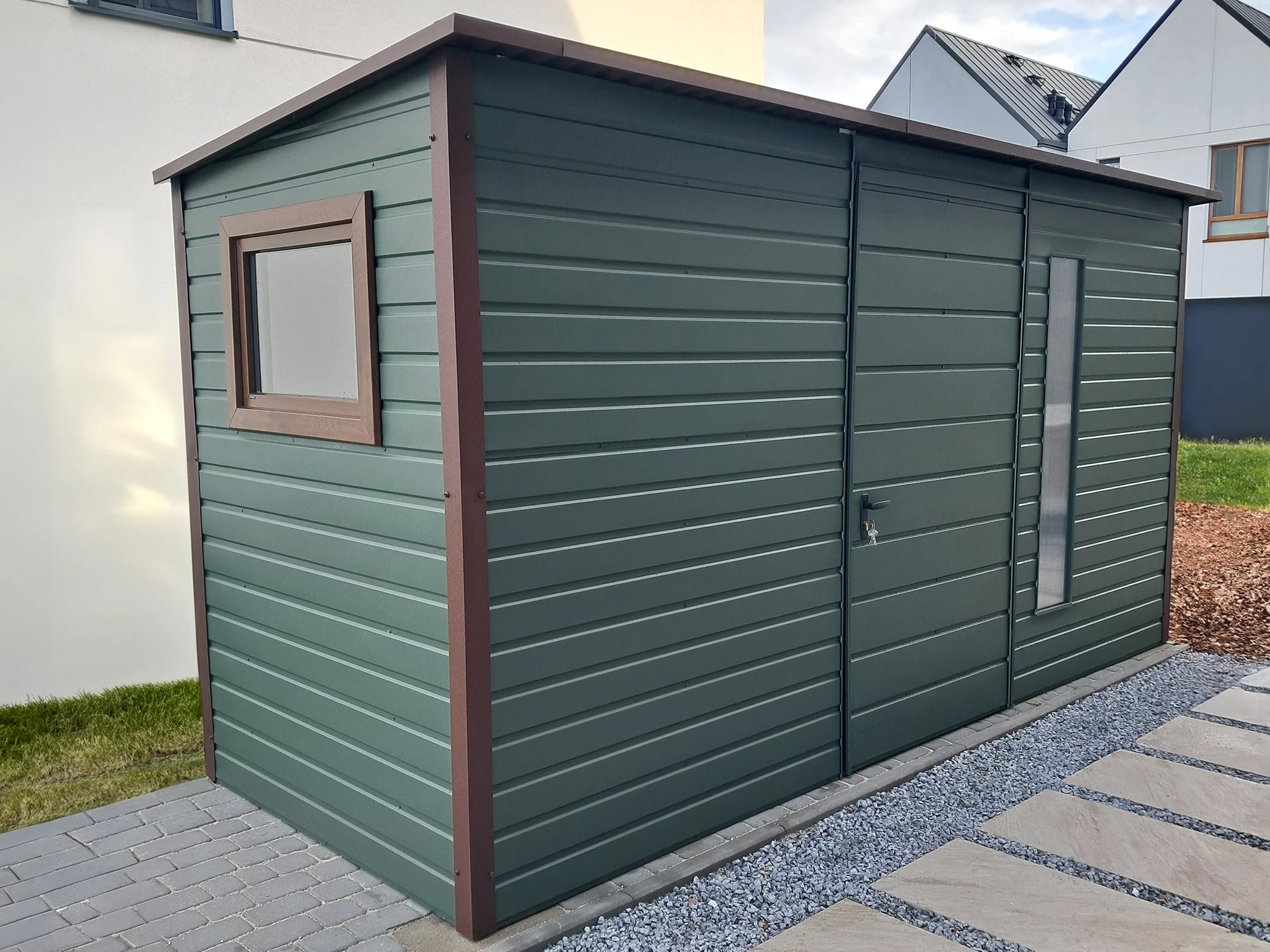 Vrtna hiška 4x1,5 m - temno zelena mat