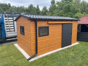 Vrtna hiška 3x5 m - svetli zlati hrast/črna mat