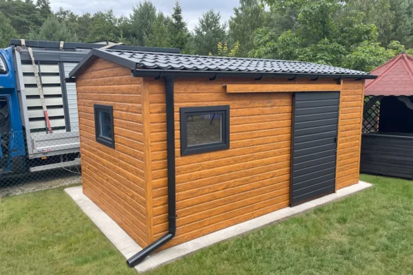 Vrtna hiška 3x5 m - svetli zlati hrast/črna mat